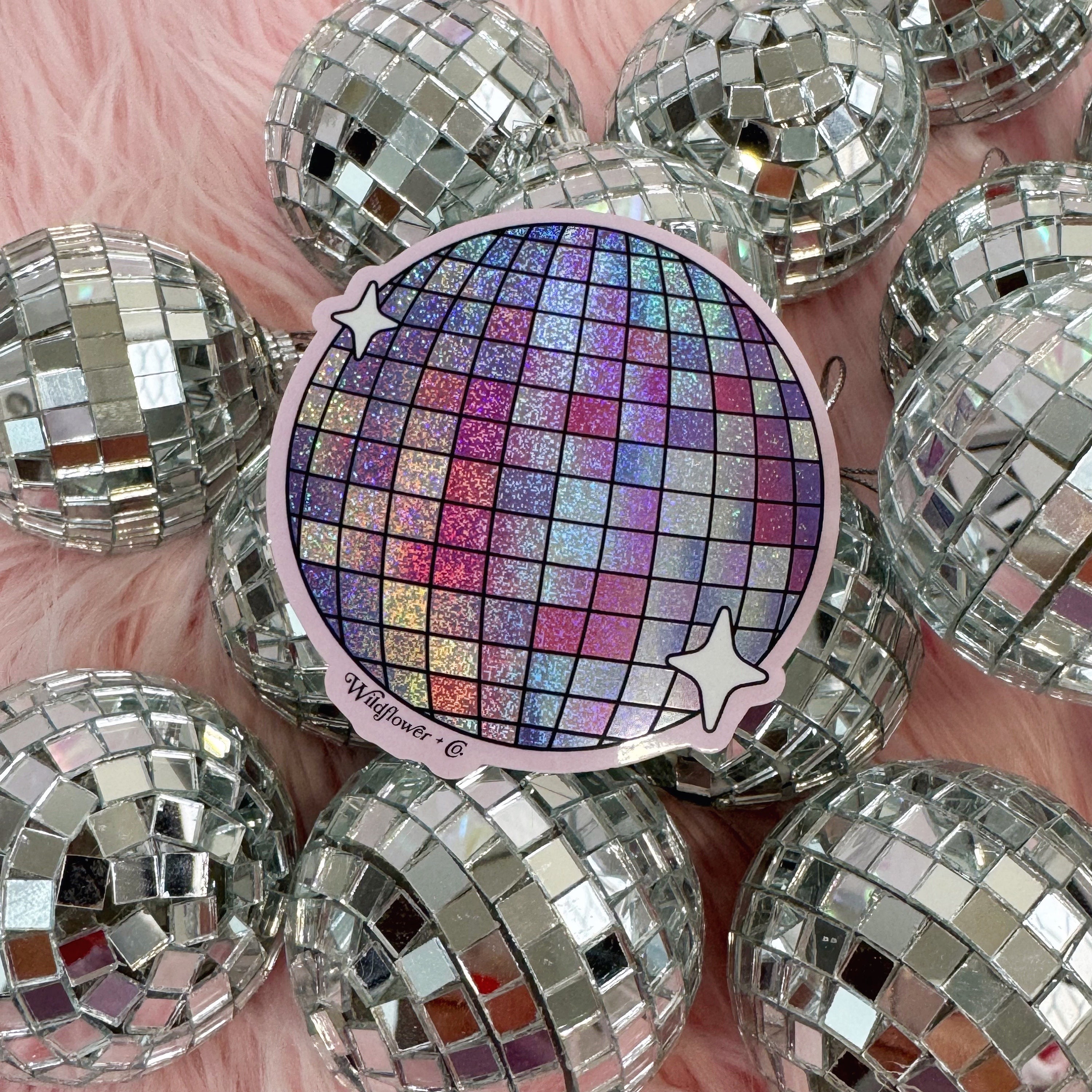 Disco Sticker Frame Disco Ball Glitter Sticker - Holographic Glitter Vinyl - Water Bottle ...