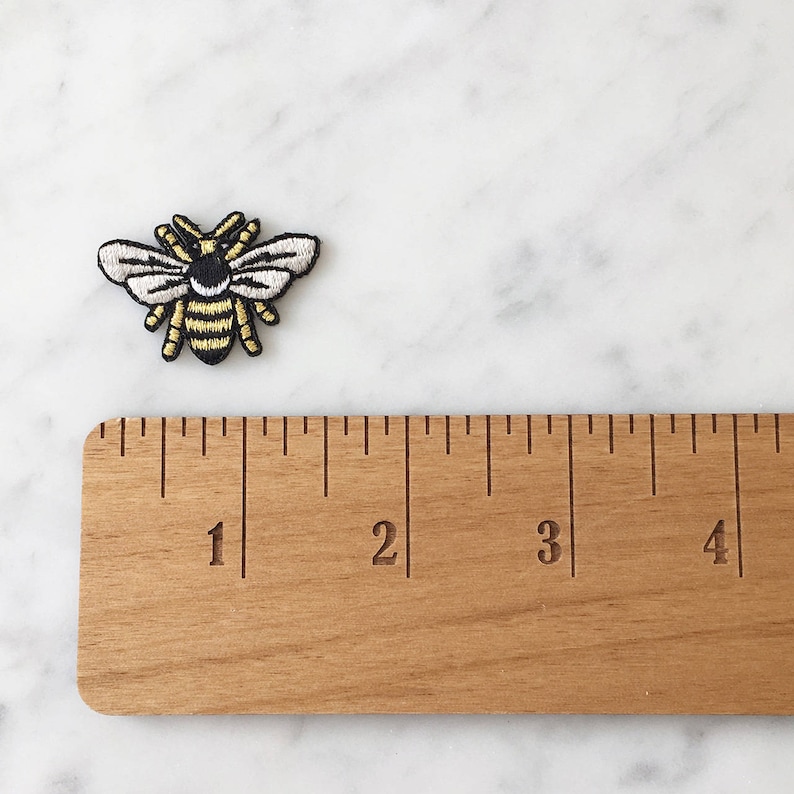Tiny Bee Patch Iron On Embroidered Patches Metallic Gold image 4