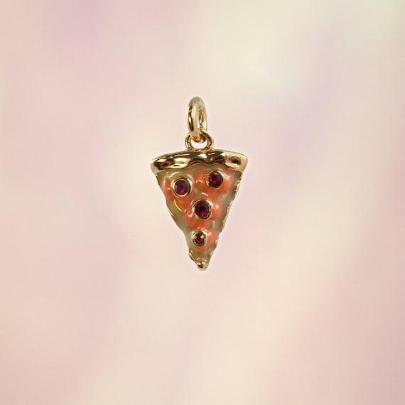 Pepperoni Pizza Slice Stud Earrings Sterling Silver with Enamel Color Pepperoni Pizza Slice Stud Earrings Sterling Silver with Enamel Color