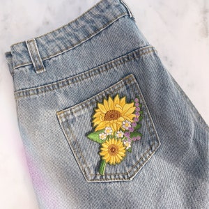 Sunflower Patch Iron on Embroidered Patches Set or Individually Sold ...