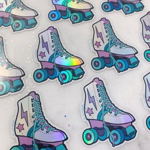 Rollerskate Sticker - Roller Skate Roller Derby Roller Disco - Holographic Vinyl ! Stickers for Laptop Water Bottles +  Wildflower + Co.