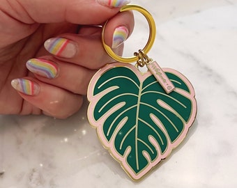 Monstera Leaf Enamel Keychain - Plant Keychain - Cute Plant Gifts - Gift for Gardener - Gifts for Plant Lovers - Wildflower + Co.