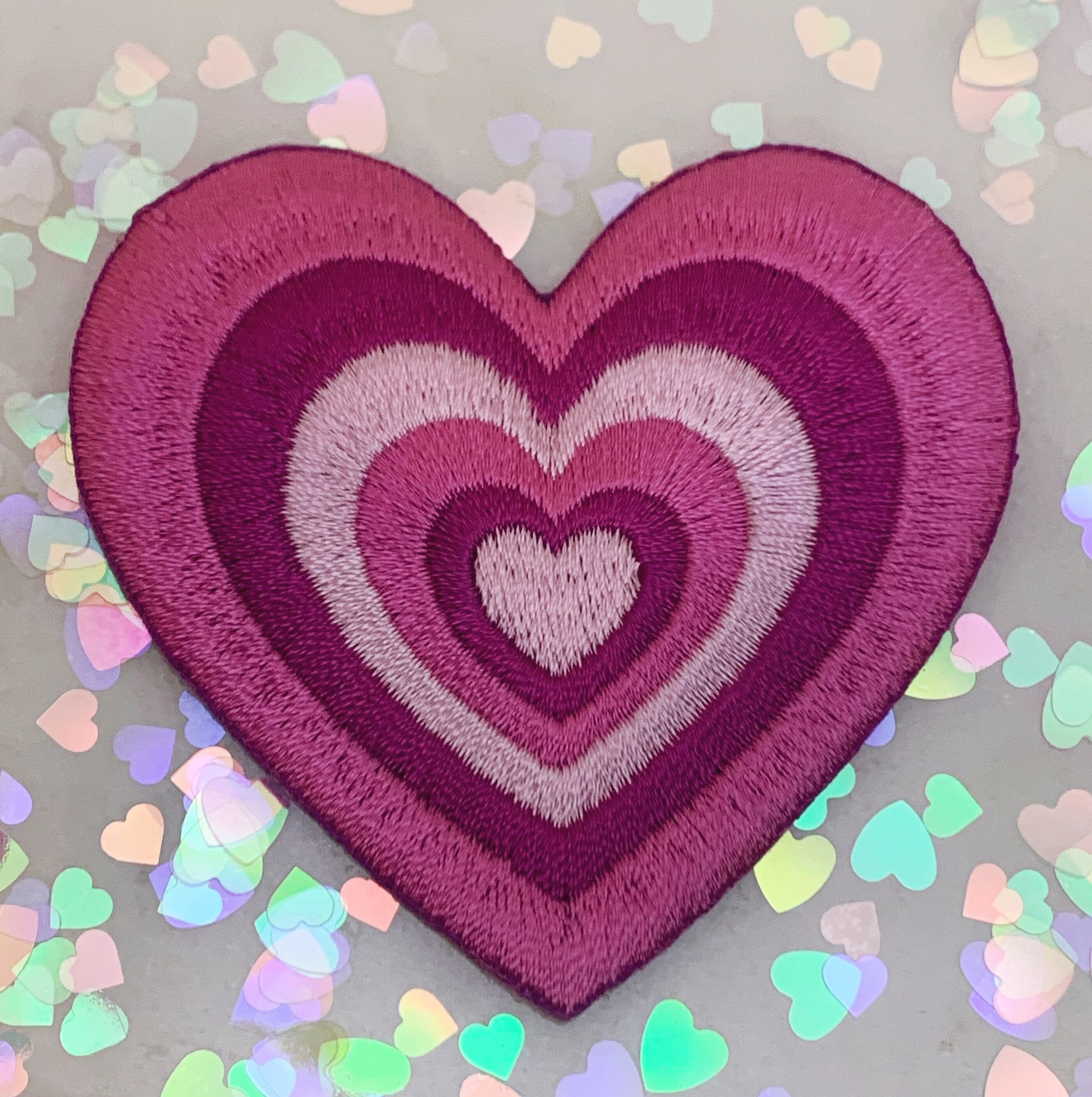 Y2K Heart Patch - Aesthetic Heart Embroidered Iron On Patches - Pink Lilac  / Purple Blue Green Yellow & Brown - Cute Patches! Wildflower