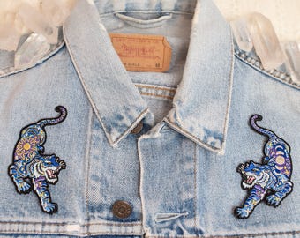 Celestial Tiger Patches - Moon Phases - Sun and Stars - Embroidered Iron On Patch - Patches for Jackets - Space - Cute Gifts - Wildflower Co