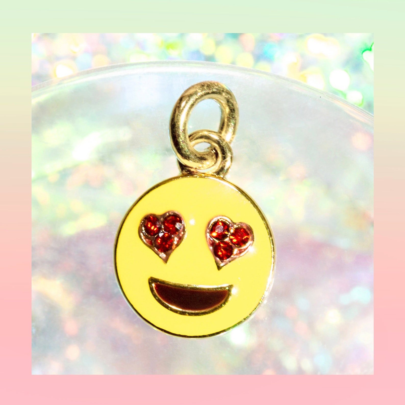 Heart Eyes Emoji Charm Pendant Love Happy Smiley Face Etsy
