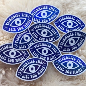 Visualize the Life You Want Sticker Evil Eye Stickers Motivational Quote Holographic Vinyl Stickers for Laptop Case Water Bottles image 3