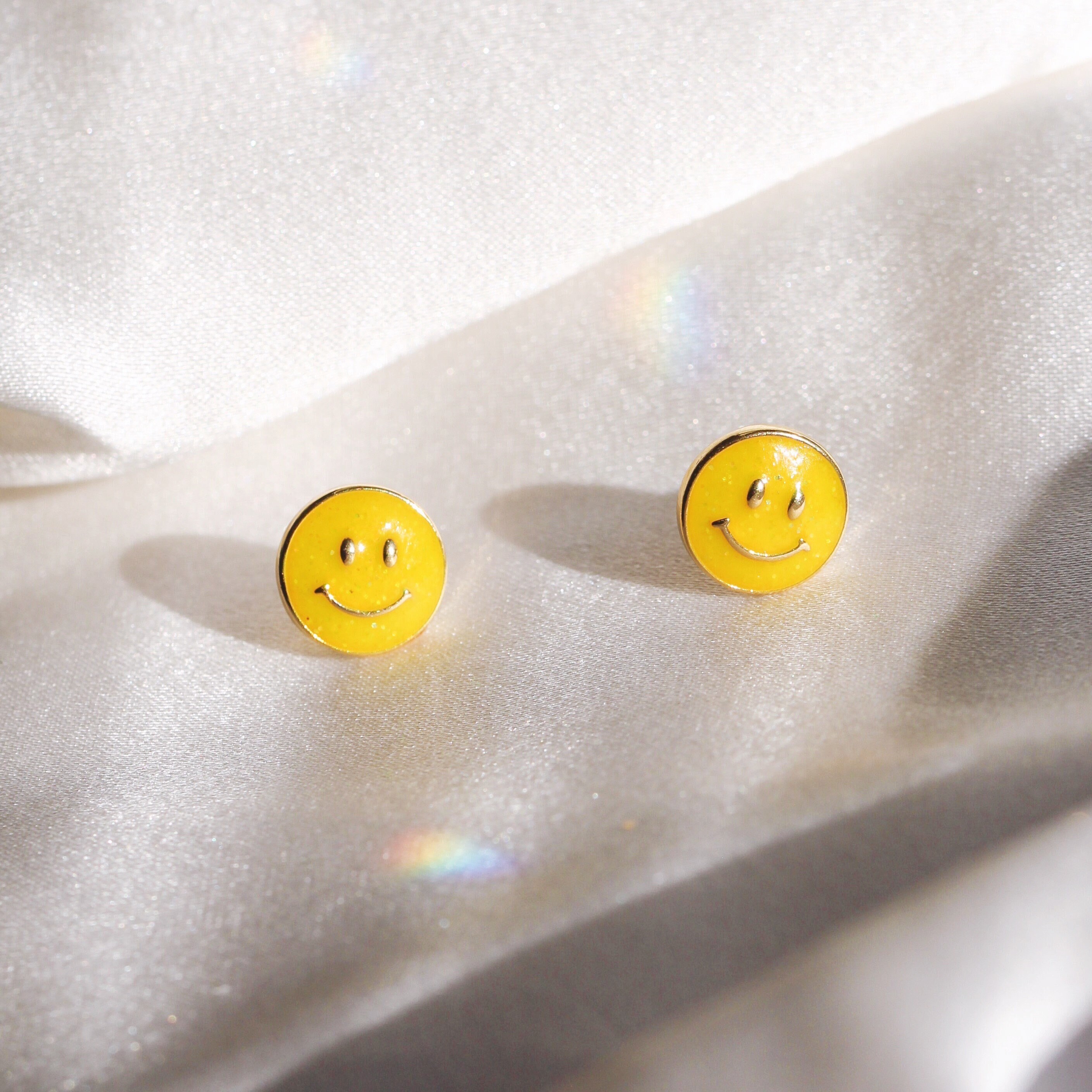 Smiley Face Earrings Smiley Face Stud Earrings Yellow Etsy Israel