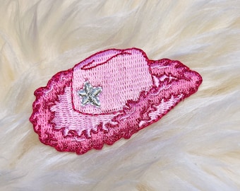 Toppa per cappello da cowgirl rosa - Cowgirl spaziale - Addio al nubilato da cowgirl in discoteca - Stivale da cowboy rosa - Sud-ovest - Occidentale - Meridionale - Fiore di campo