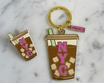 Épingle à café / porte-clés NYC - épingles / porte-clés en émail - souvenir de New York - épingle à café glacé - cadeaux mignons - épingle à chapeau - Wildflower + Co.