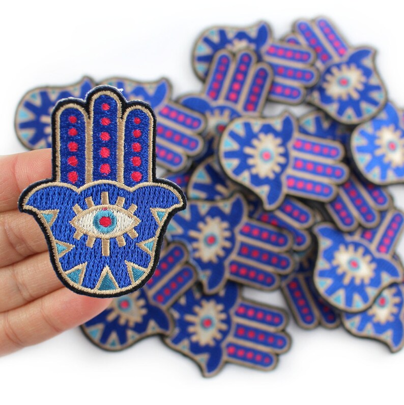 Hamsa Patch - Iron On Patch - Embroidered Applique - Evil Eye 