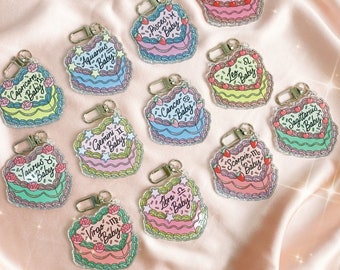 Zodiac Cake Bag Charms  - Zodiac Keychains - Glitter - Aries Leo Gemini Cancer Virgo Pisces Scorpio Aquarius Libra Capricorn Taurus Gift