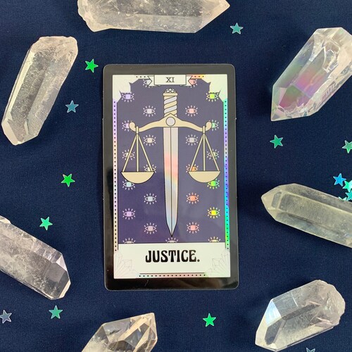 Tarot Card Sticker Justice Holographic Scales of Etsy
