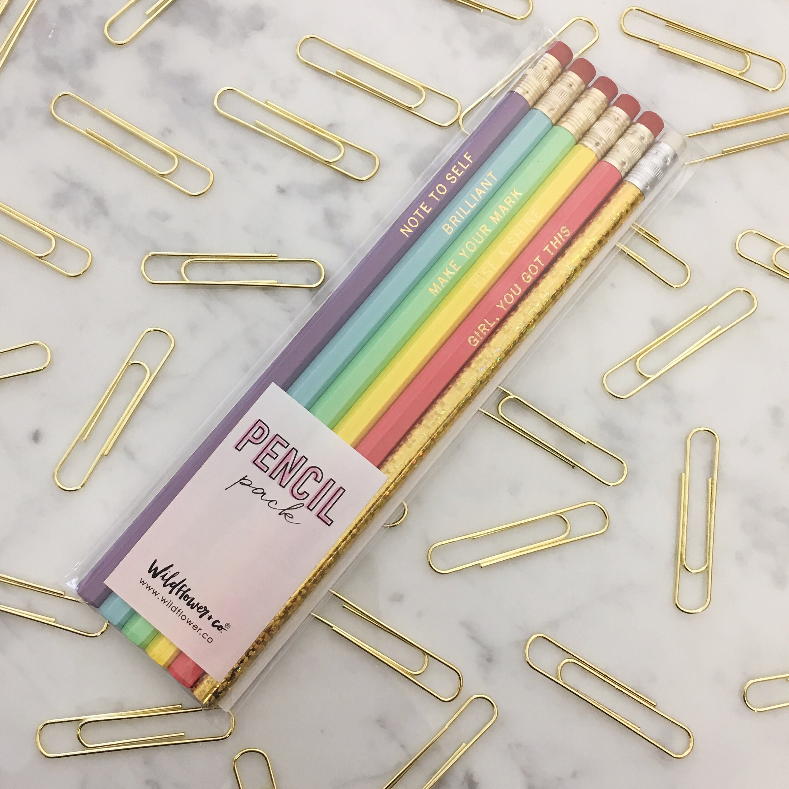 Motivational Pencil Set S/6 Fancy Pencils Quotes Stay Etsy