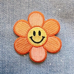 Smiley Daisy Patch Embroidered Patches for Jackets Positivity Optimism & Good Vibes Retro Flower Patches Kidcore Smiley Face Patch image 7