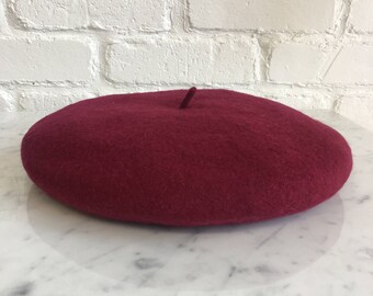 Wool Beret Hat Slouchy Beret 90s 