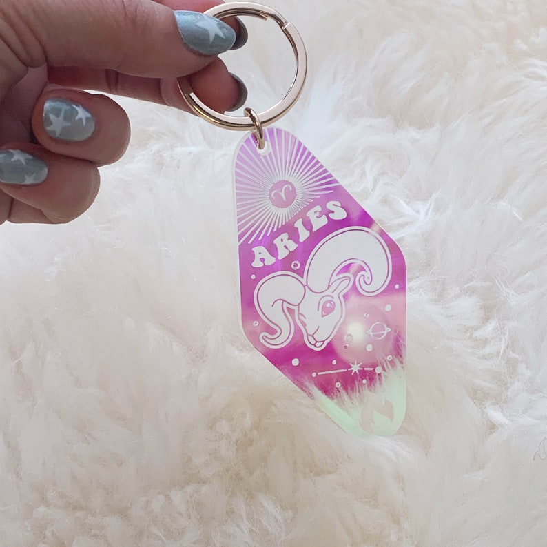 Zodiac Keychain Astrology Gift All Signs Holographic / Etsy