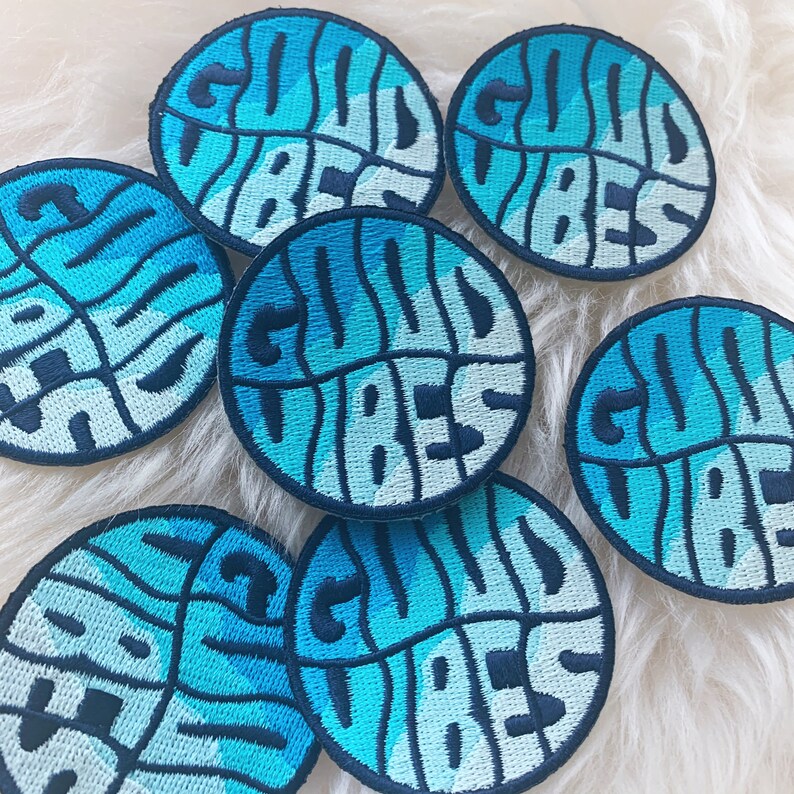 Good Vibes Ombre Patch Iron On Patch Embroidered Patches for Jackets Beach Ocean Coconut Girl Wildflower Co. DIY image 4