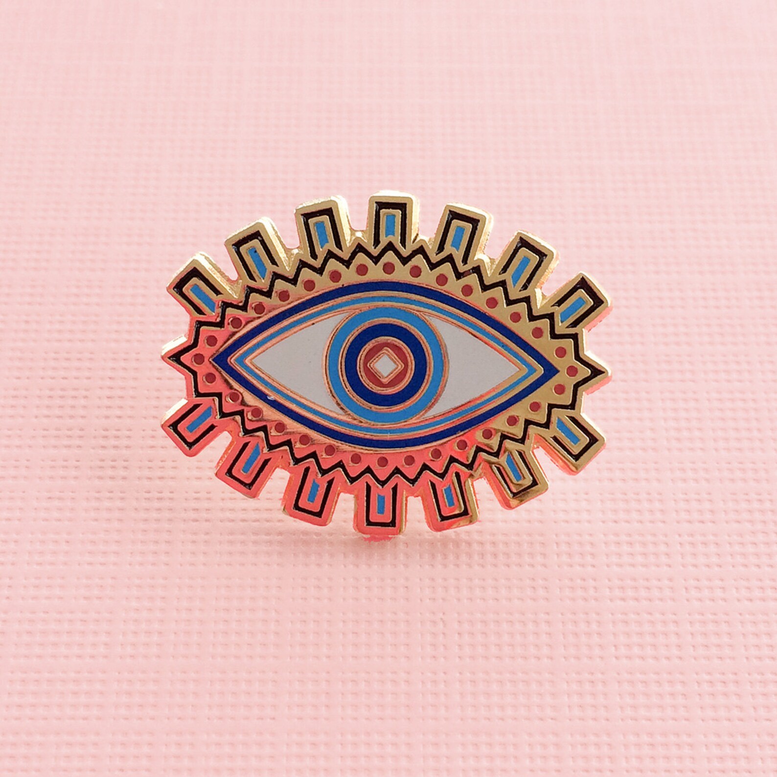 Evil Eye Enamel Pin Flair Lapel Hard Enamel Blue & Gold Etsy