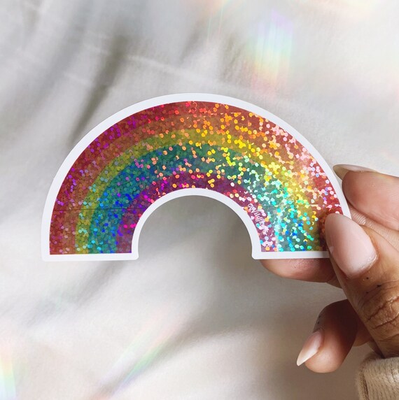 Rainbow Sticker - Glitter Holographic Vinyl Stickers for Laptop Water  Bottles - Positivity - LGBTQ - Kidcore Aesthetic + Wildflower + Co