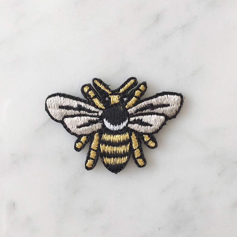 Tiny Bee Patch Iron on Embroidered Patches Metallic Gold - Etsy