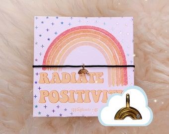Rainbow Friendship Bracelet - Cute Friendship Gift, Best Friend Gift - Gold Dip or Sterling Silver - Rainbow Charm Bracelet - Adjustable