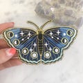 Night Butterfly Patch - Iron On Embroidered Patches - Moon Phases, Stars & Night Sky - Midnight Blue