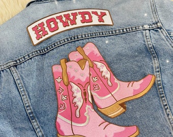 Pink Cowgirl Boots XL Back Patch - Howdy - Patches for Jackets - Disco Cowgirl  Bachelorette - Cowboy Boot - Southwest Southern