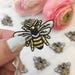 Tiny Bee Patch - Iron On Embroidered Patches - Metallic Gold 