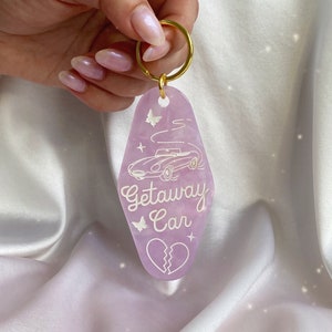 Getaway Car Motel Keychain - Iridescent, Reflective Keychain - Trendy Accessories - Souvenir Keychain Gifts - Cute Gift for Friend - Gifts