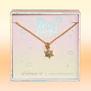Sun Necklace - Dainty Gold - Charm Pendant -  VSCO Jewelry - Wildflower + Co.