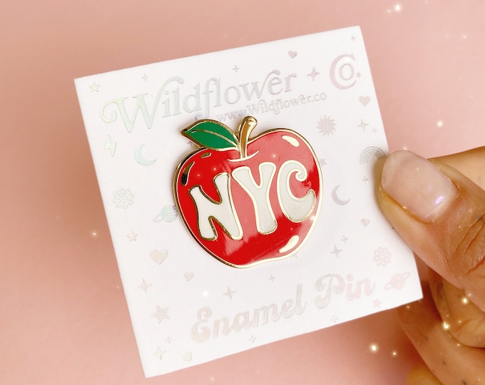 NYC Big Apple Enamel Pin - New York City Gifts - Souvenir - Enamel Pins - Cute Gifts for Friends - NYC Pin - Hat Pin - Wildflower +Co. Gifts
