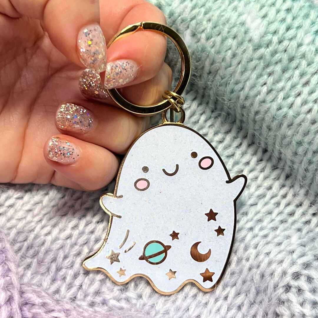 Ghost Keychain Ghostie Keychain Cute Enamel Keychain / Key Etsy