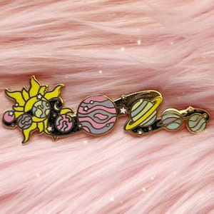 Galaxy Space Pin - Space Planet Enamel Pins - Planets Saturn Space Cosmic - Glow in the Dark Pins - Sun Moon Stars - Wildflower + Co.