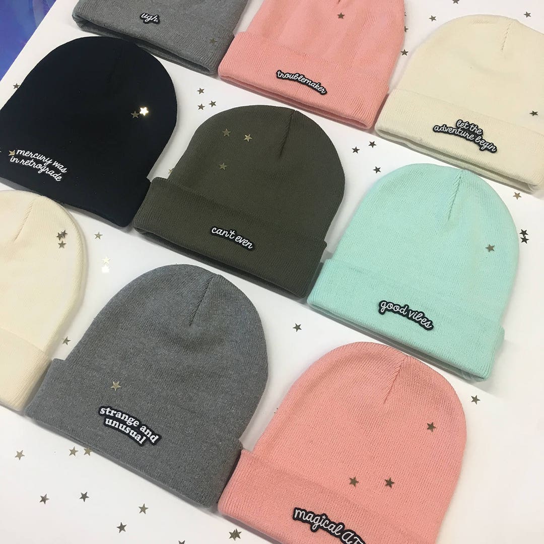 Beanie Quote Slouchy Winter Beanie Hat Choose Message
