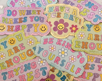 Affirmation Stickers - Positive Stickers - Do What Makes You Happy - Trying My Best - Be Kind to Yourself - Have a Nice Day GLITTER !