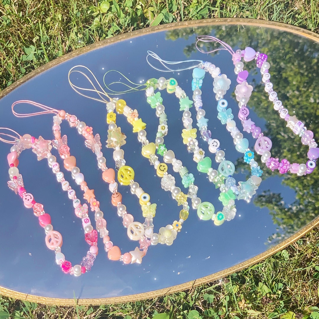 Phone Charm Strap, Phone Strap, Beaded Phone Charm, Y2K Cute