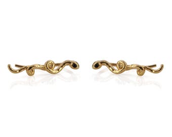 Snake Earrings | Snake Ear Climbers - Crawlers | Delicate Gold Earrings | Edgy Serpent  | Aesthetic Earrings | Wildflower + Co. Jewelry