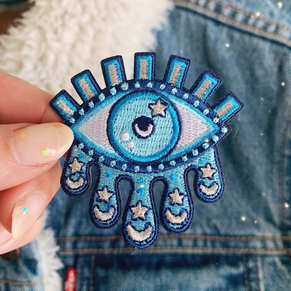 Cosmic Evil Eye Patch Iron on Patches Teardrops, Moon & Stars