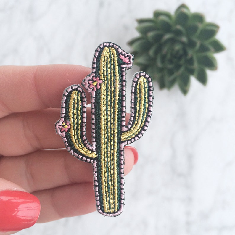 Cactus Patch - Iron On - Embroidered Applique – Succulent - Plant - Southwestern 