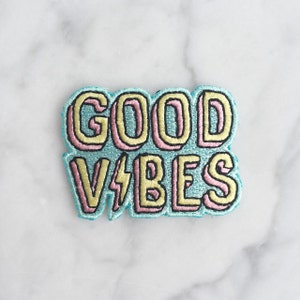 Good Vibes Patch Iron On, Embroidered Applique Chill Summer image 3
