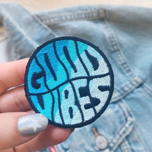 Good Vibes Ombre Patch Iron On Patch Embroidered Patches for Jackets Beach Ocean Coconut Girl Wildflower Co. DIY image 2