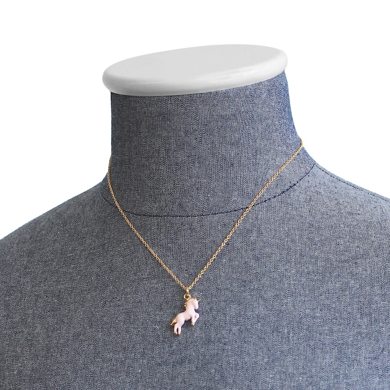 Unicorn Charm Pastel Pink & Gold Unicorn Pendant Valentines Etsy