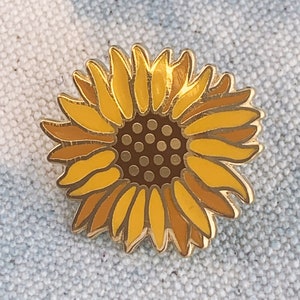 Sunflower Enamel Pin - Boho Yellow Flower Floral  - Wildflower + Co.