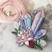 Crystal Patch - Iron On Embroidered Patch - Pastel Aura Crystals & Pink Lotus 