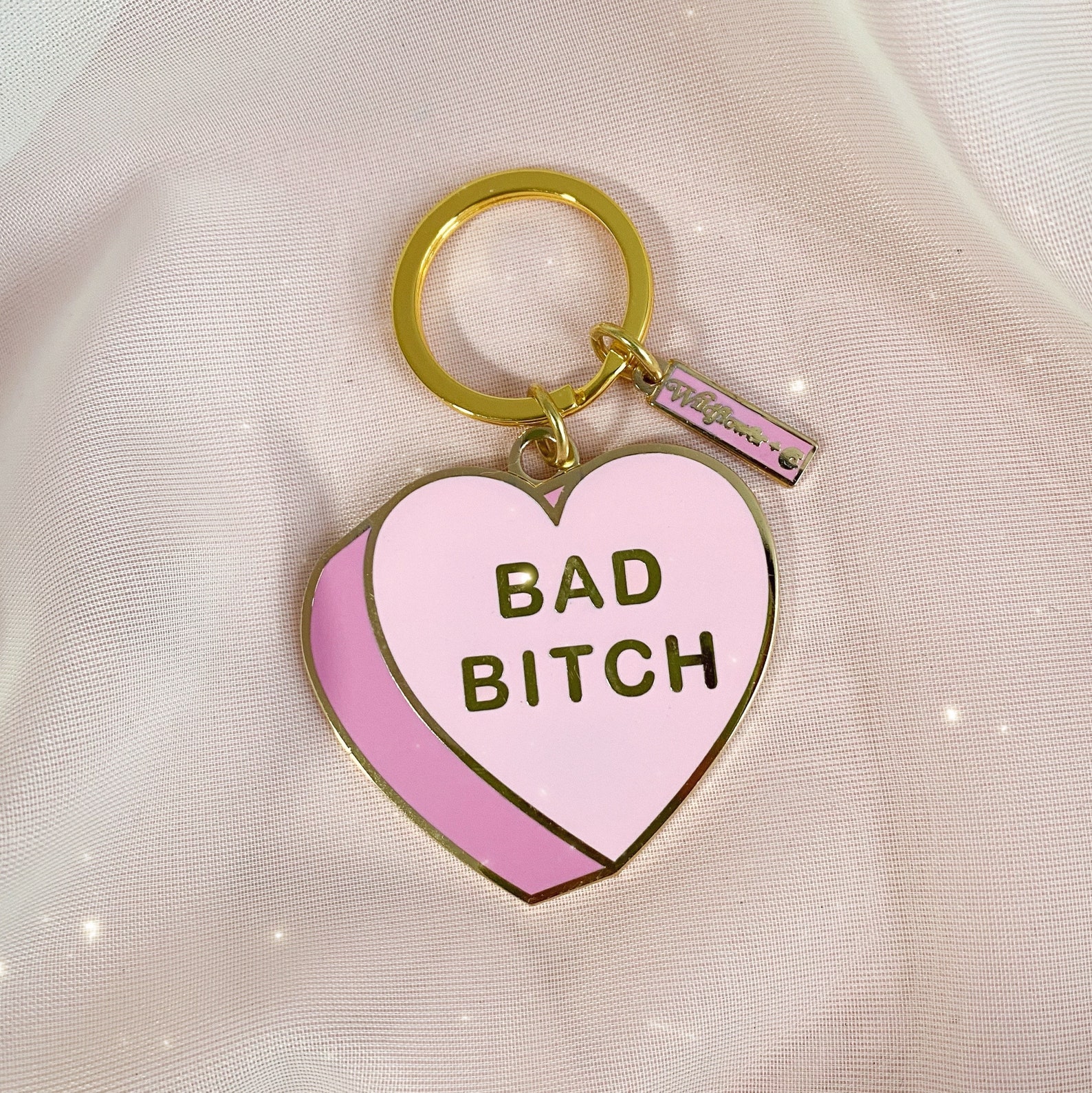 Bad Bitch Heart Candy Enamel Keychain - Bad Bitch Keychain - Cute Pink ...