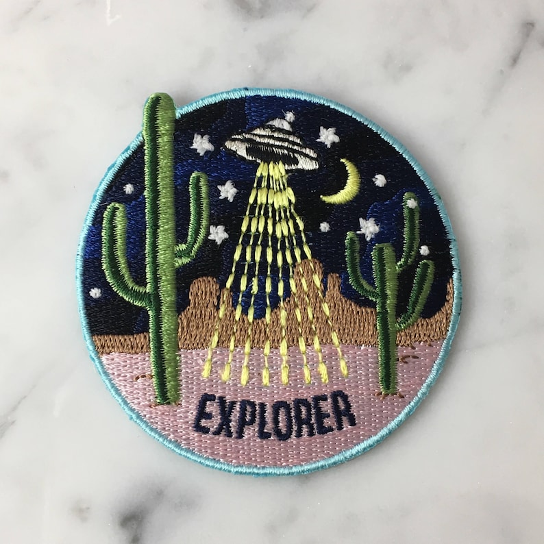 Explorer Patch Outer Space UFO Alien Area 51 Desert Cactus Patches for Jackets Embroidered Iron On, Wildflower Co. image 3