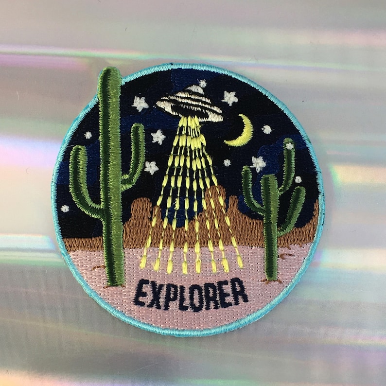 Explorer Patch Outer Space UFO Alien Area 51 Desert Cactus Patches for Jackets Embroidered Iron On, Wildflower Co. image 2