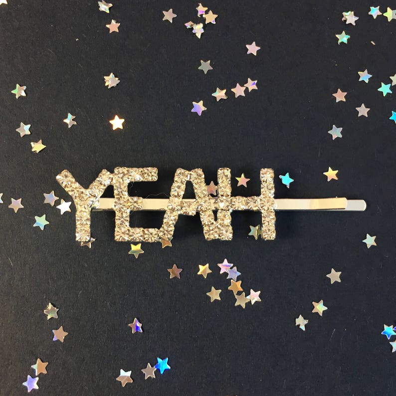 Crystal Word Bobby Pin Hair Accessory Barrette LOVE GRL PWR Bad Bitch Hell Yeah Magic Bride Sparkly Rhinestone Valentines Day Gift image 6