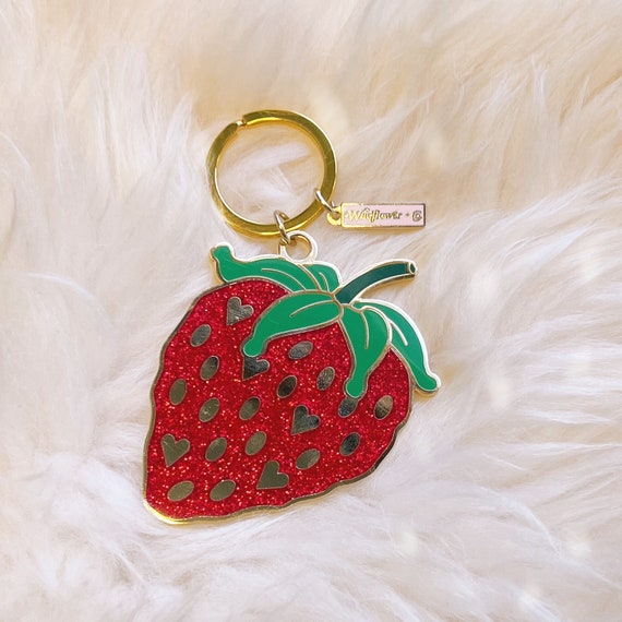 Buy Strawberry Enamel Keychain Cute Keychains Red Glitter or Online in  India 