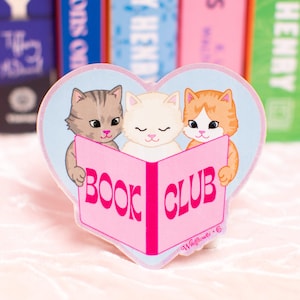 Cat Book Club Sticker - Stickers for Laptop Case Water Bottles Kindle - Cat Sticker - Book Lovers Gift - Booktok Accessories - Cute Gifts
